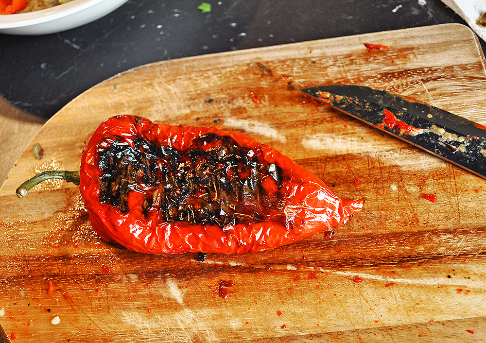 Char grilled red pepper