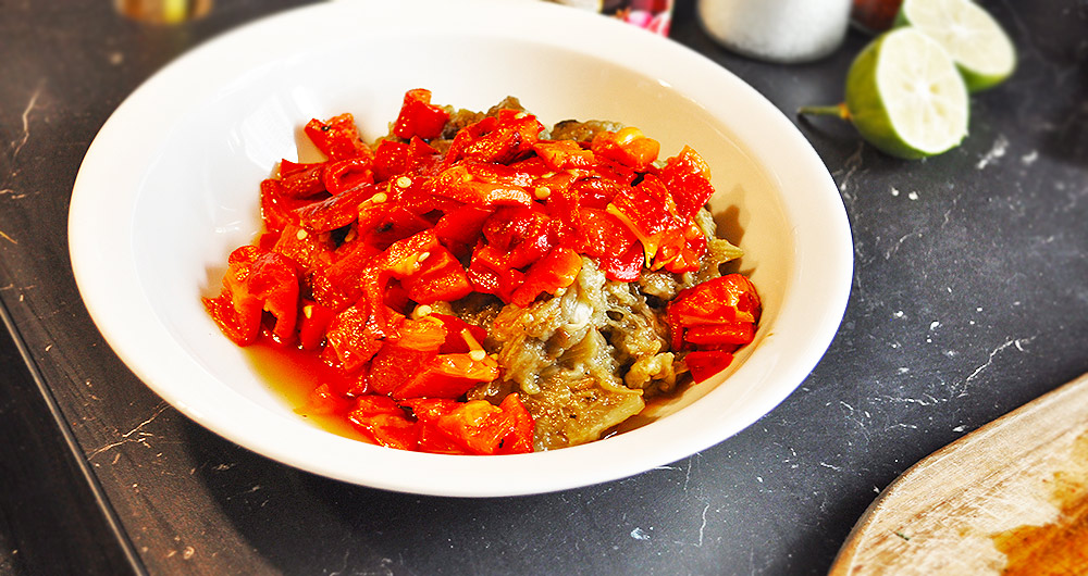 Eggplant and Red pepper grilled